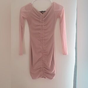 Elegant Pink Ruched Dress